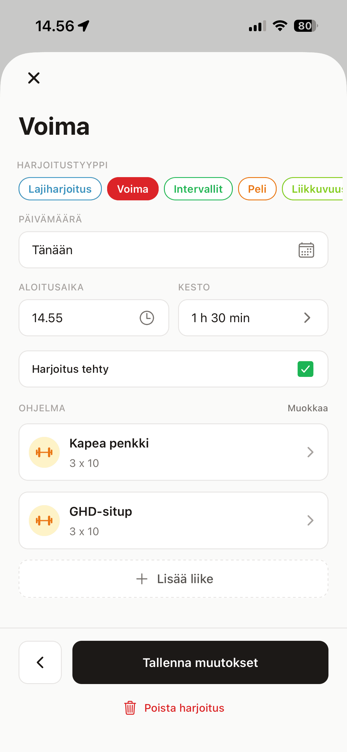 Strength workout program and logging